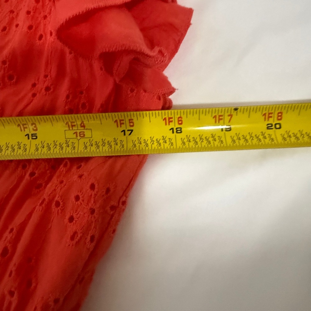 Solitaire CORAL Eyelet Smocked Maxi Dress Flutter Sleeve Boho Womens Large - Picture 13 of 15
